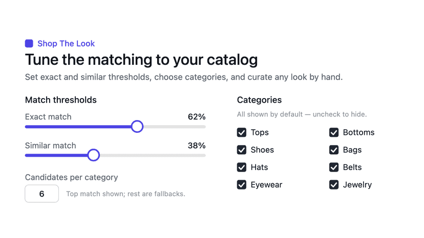 Tune matching to your catalog