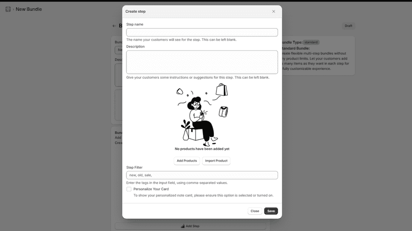 step creating screen