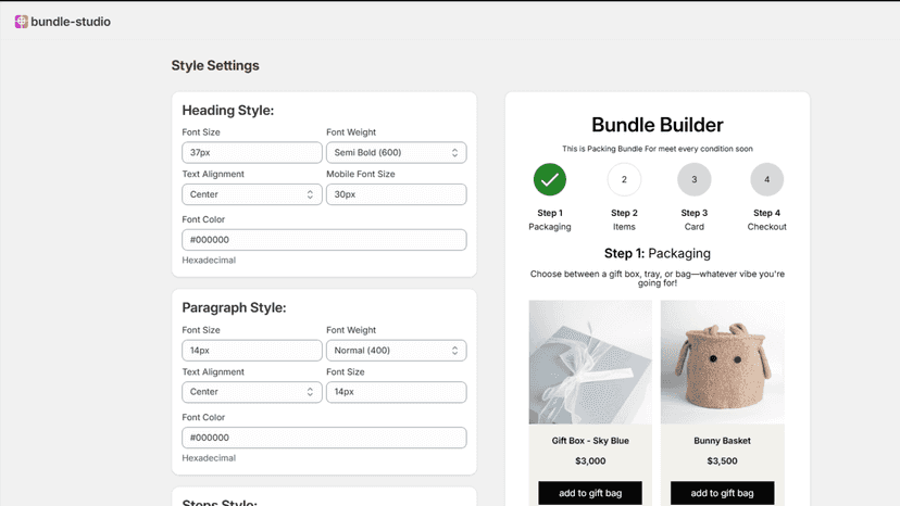 bundle settings screen