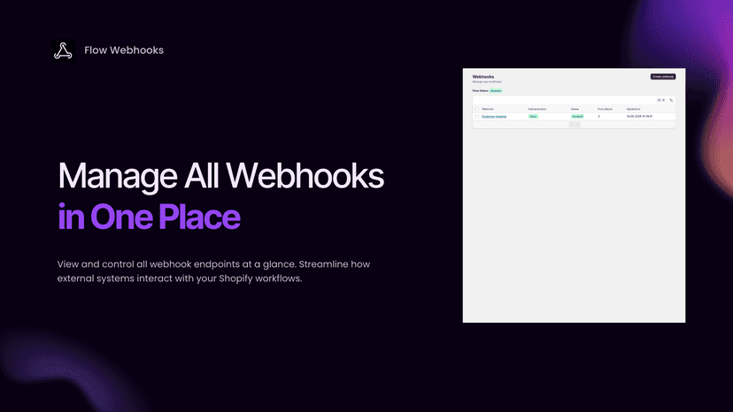 Flow Webhooks overview table