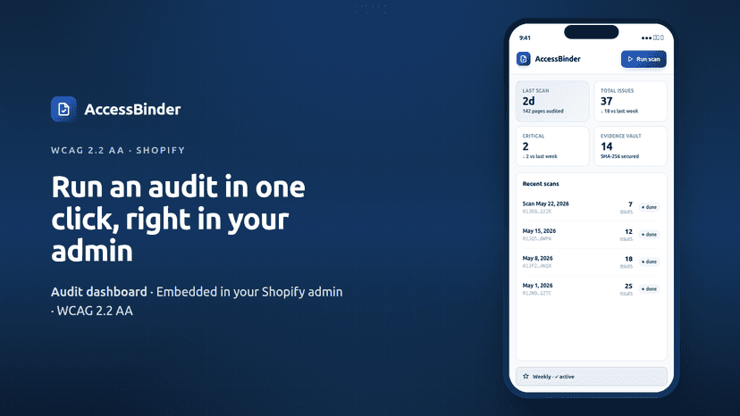 Audit dashboard: recent scans and issue counts