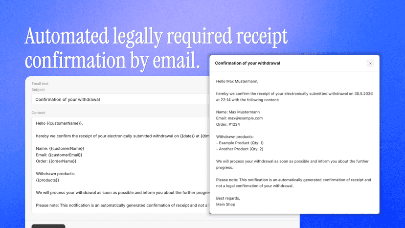 Automated email confirmations sent to customers