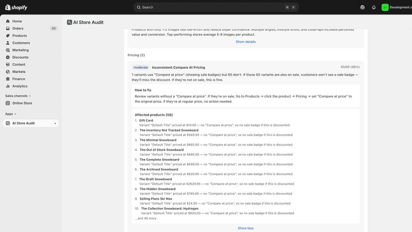 Pricing issue with fix steps and affected product variants with
