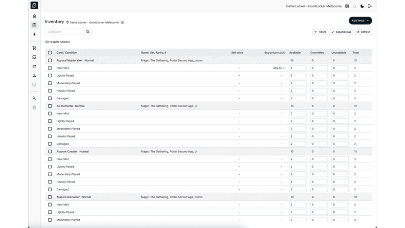 Platform based view of Shopify synced inventory