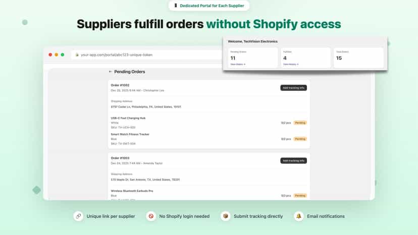 Supplier portal for order fulfillment and tracking