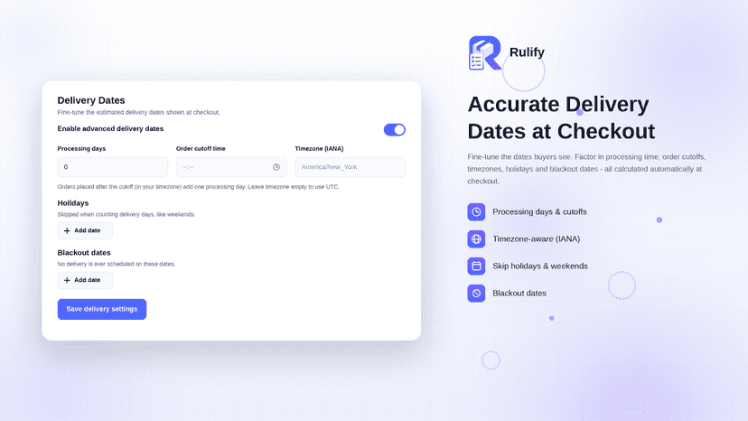 Delivery dates
