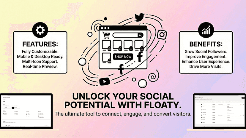 Floaty dashboard showing active social media buttons