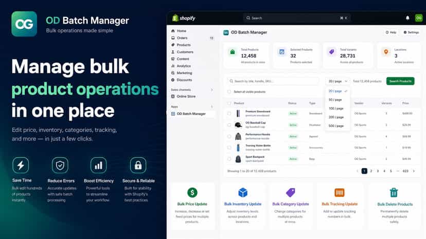 Bulk product management dashboard overview