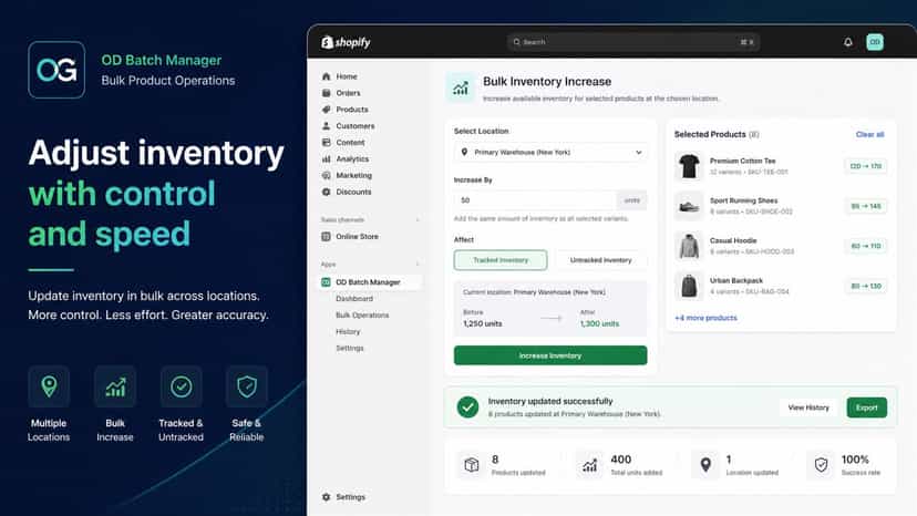Bulk inventory update and tracking controls