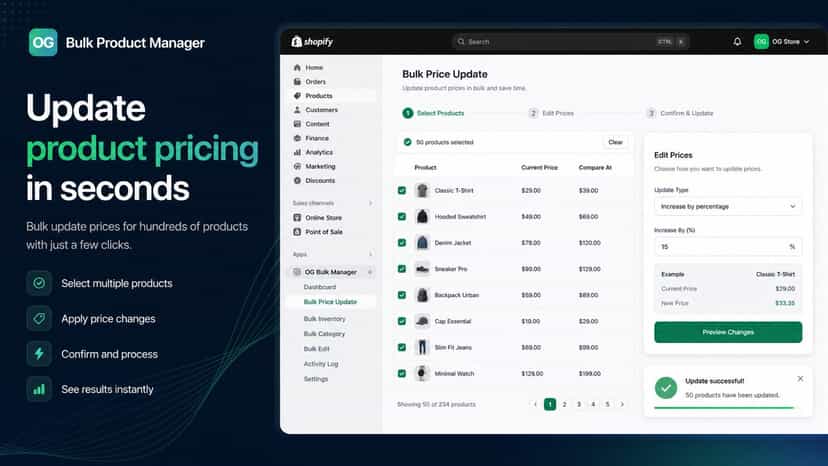 Bulk product price update workflow