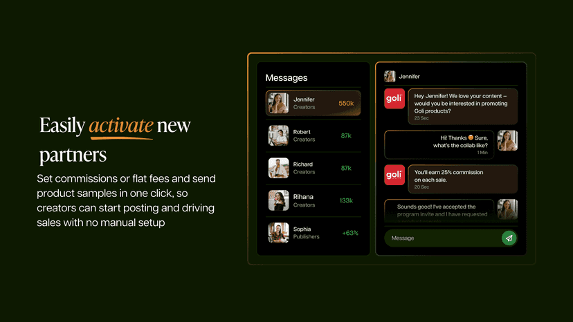 Easily activate new partners