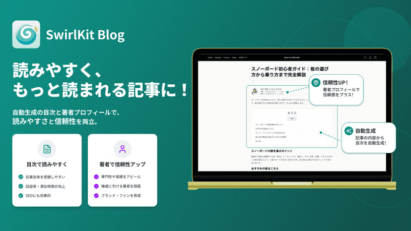 自動生成の目次と著者プロフィールで記事の読みやすさと信頼性を向上