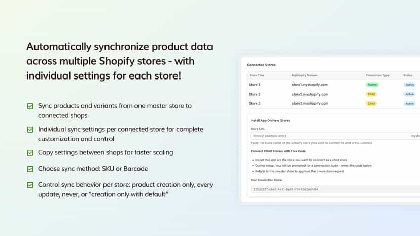 Synchronize product data across multiple Shopify Stores