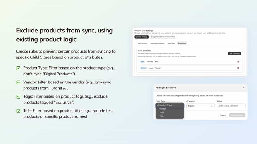 Exclude products from sync using existing product logic