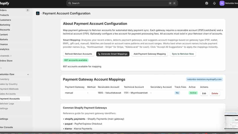 Payment account configuration