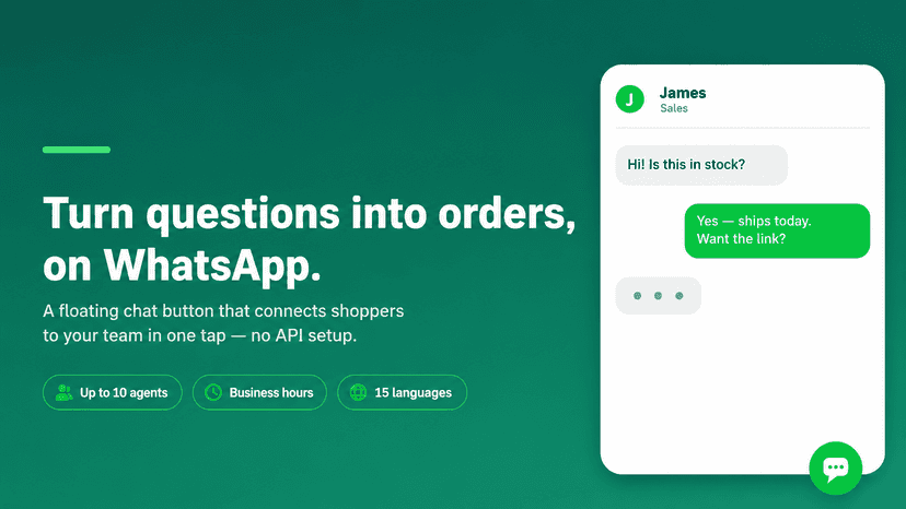 WhatsApp chat button for Shopify with multi-agent chat preview