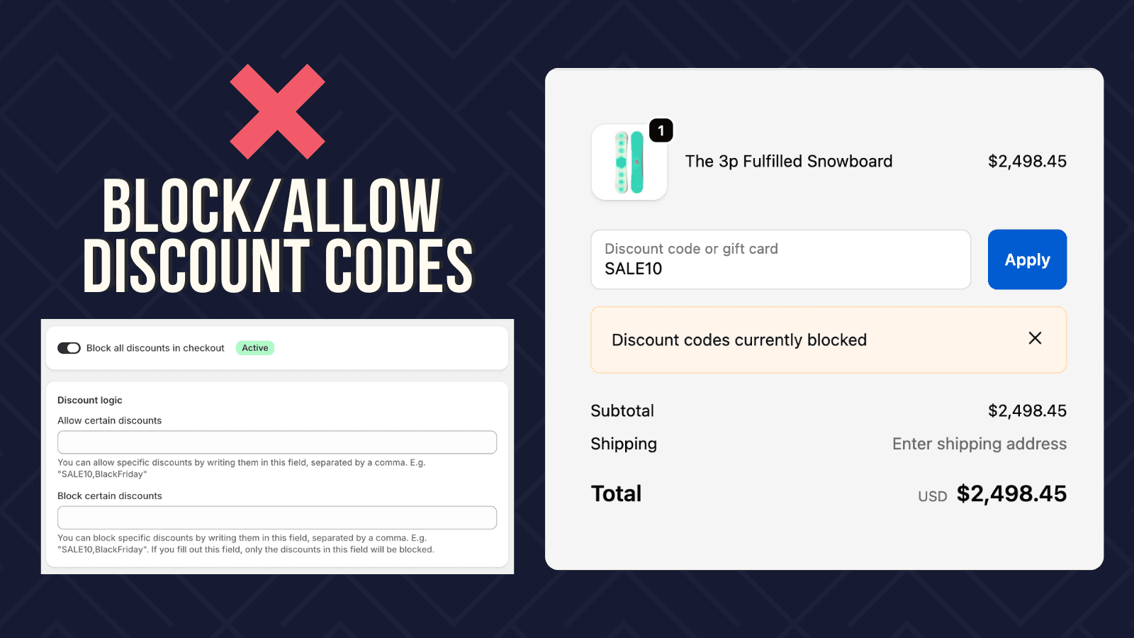 Block/allow discount codes