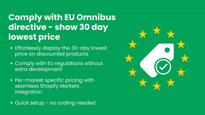Comply with EU omnibus directive - show 30 day lowest price