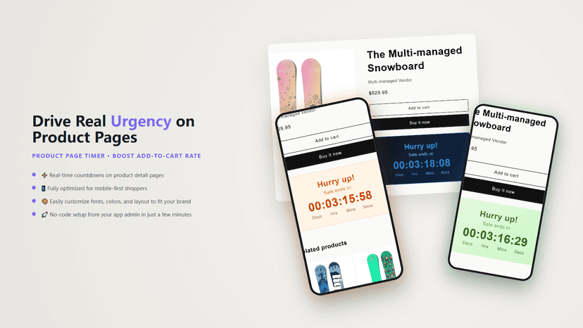 Product page countdown timer for limited-time offers.