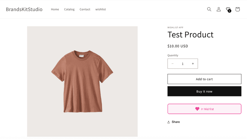 Product page showing the beautiful Wishlist Nova heart button.