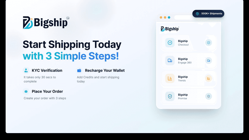 Bigship: start shipping today in 3 simple steps