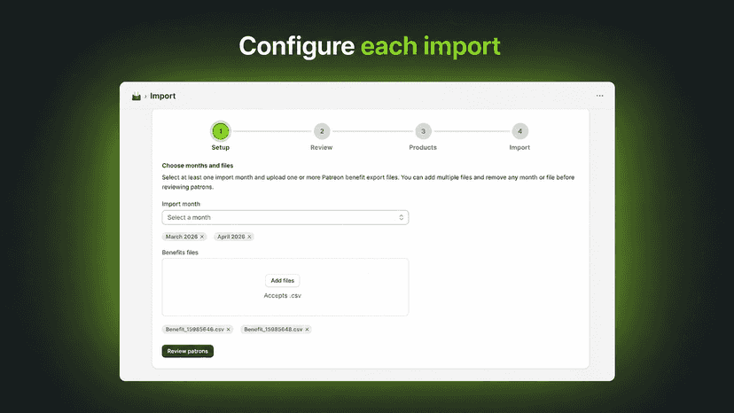 Configure each import