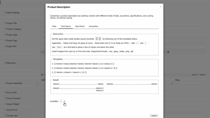 Description Settings