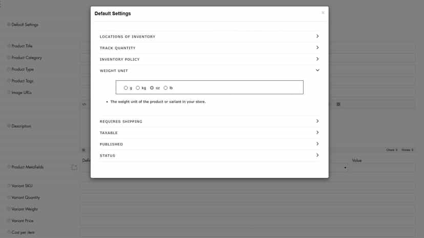 Default Settings