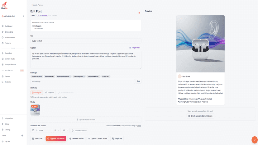 Create social posts, reels and product videos with AI