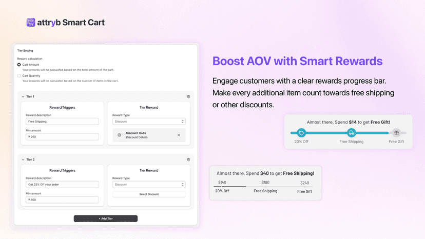 Cart drawer with a dynamic free shipping progress bar