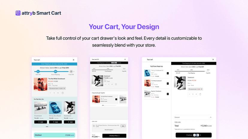 Customizable cart design with premade templates to match store