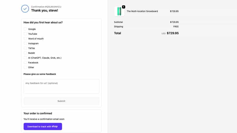 Post purchase survey