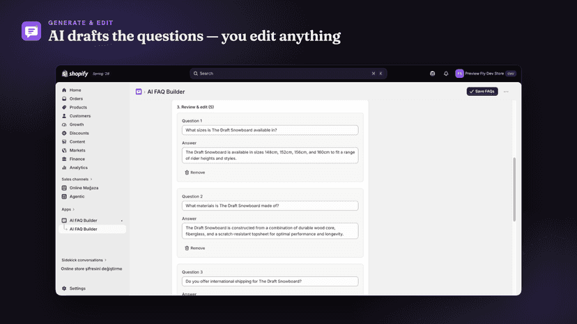 Editing AI-generated product FAQs before publishing