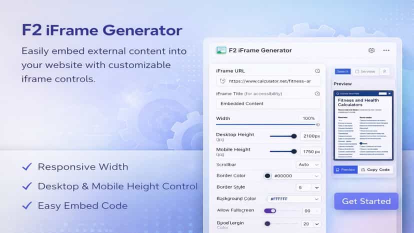 Customize width and desktop/mobile iframe height.