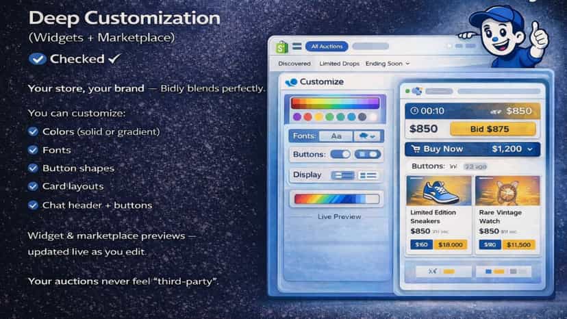 bidly app customize