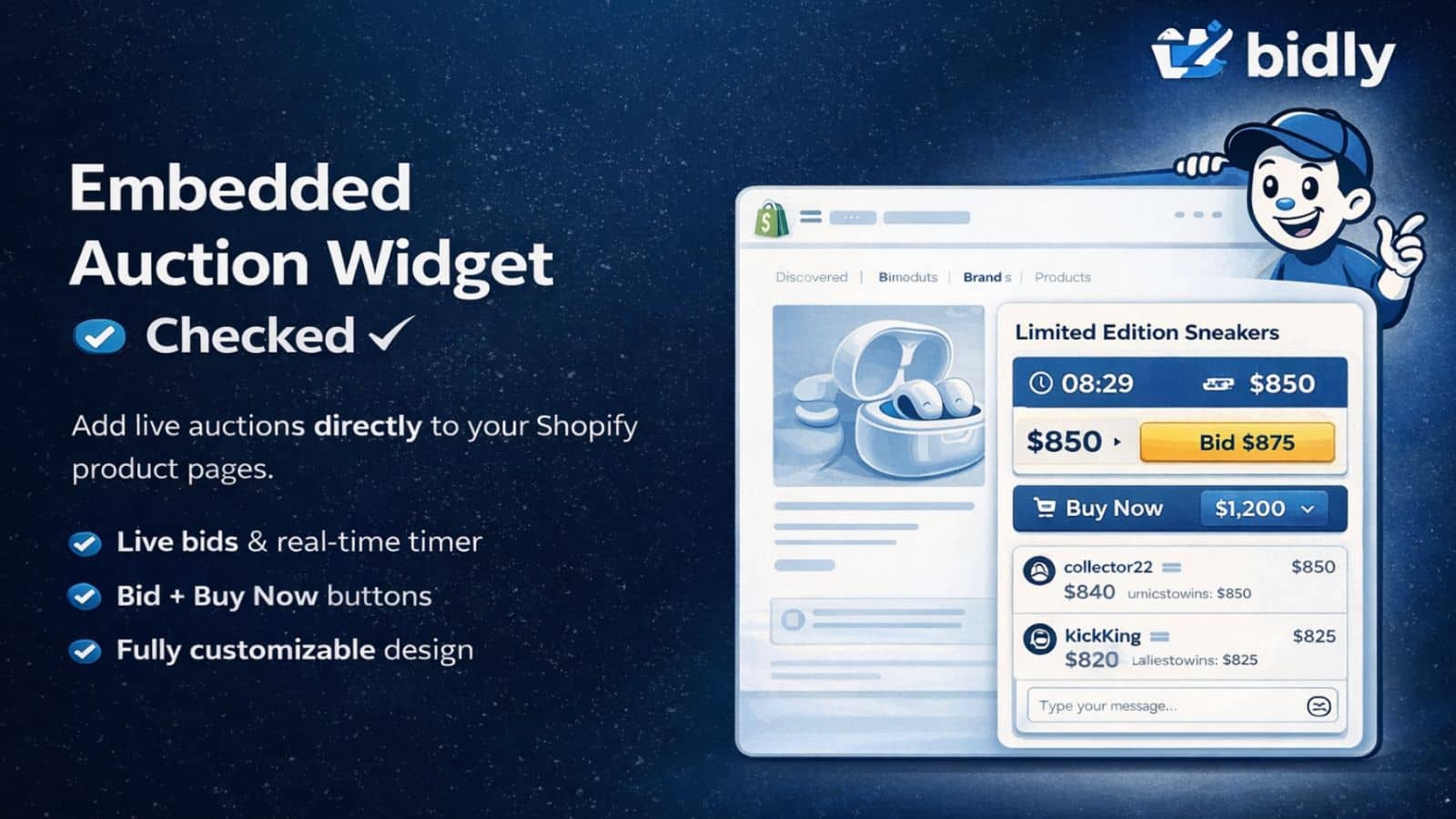 bidly app auction widget