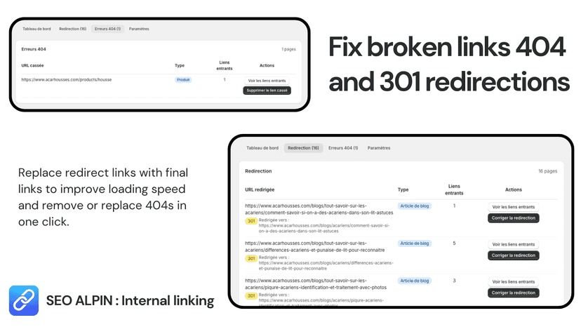 fix broken links and redirections 301 SEO to improve speed