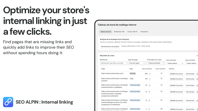 SEO Alpin : Internal linking thumbnail app store shopify