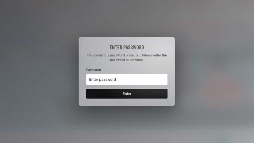 Enter password popup