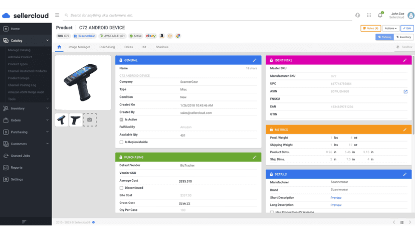 Product details page