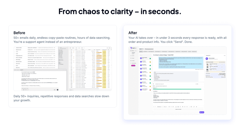 chaos to clarity ai mail and live chat support