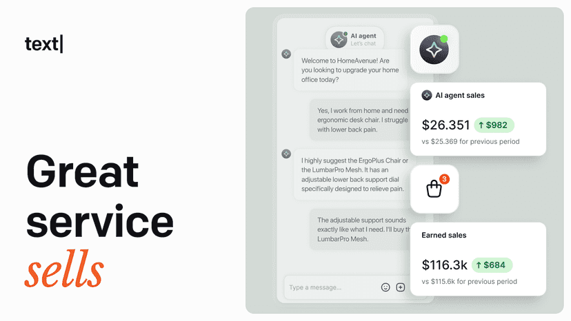 Text AI live chat assistant for customer support and sales.