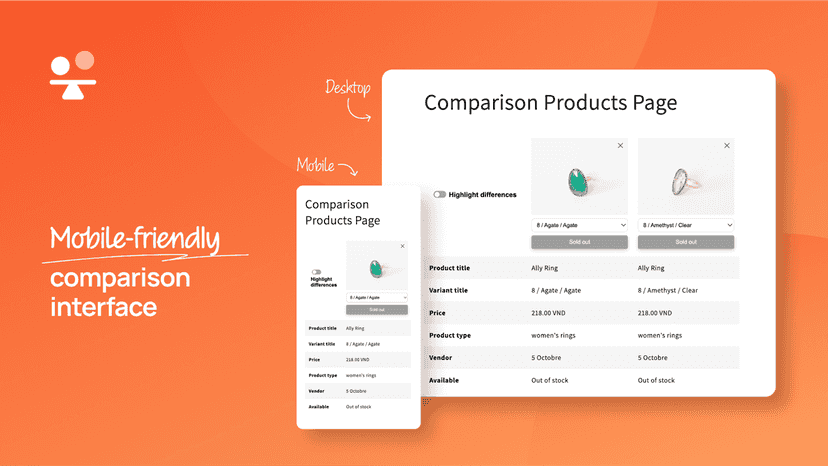 Mobile-friendly comparison interface