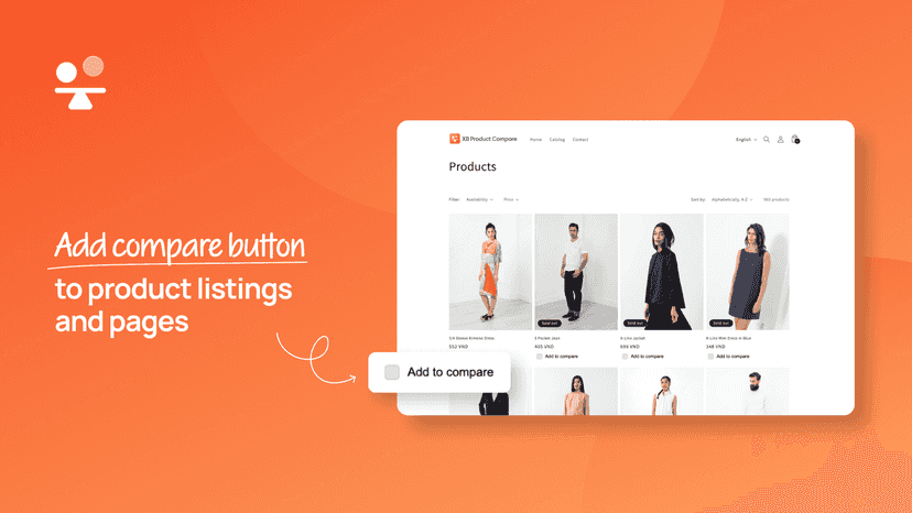Add compare button to product listings and pages