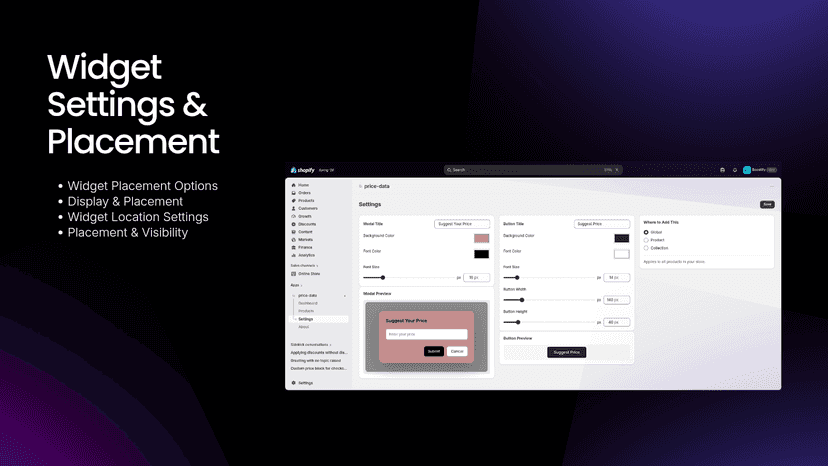 Widget setting and placement.