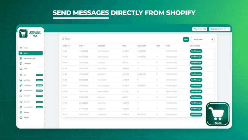 Orders screen