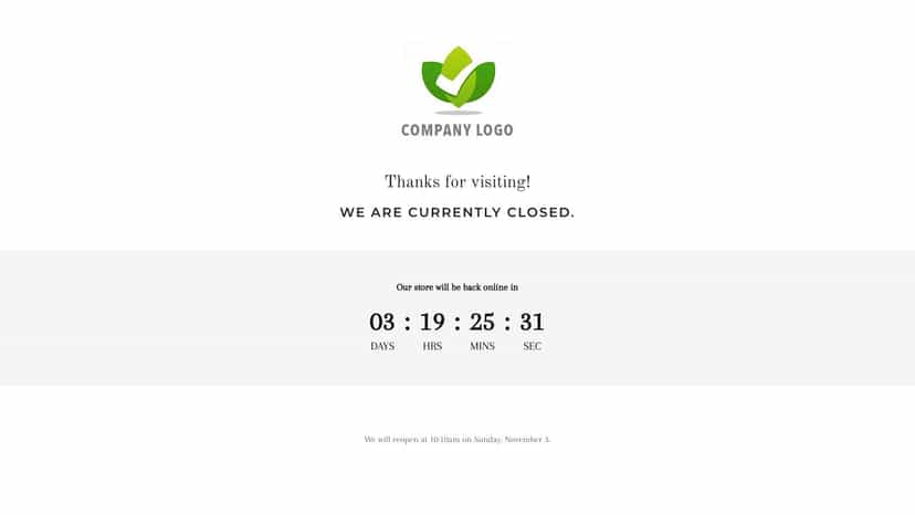 Easy to customize landing page, with counter