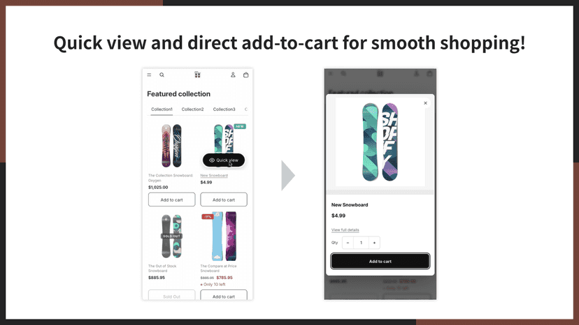 Quick view and direct add-to-cart for smooth shopping!