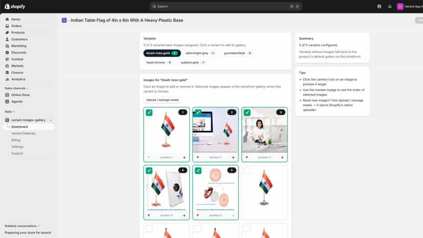 Select Images & link to Your Variant