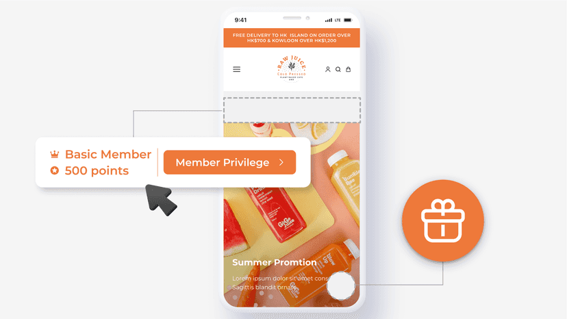 Branded loyalty bar with rewards and member access